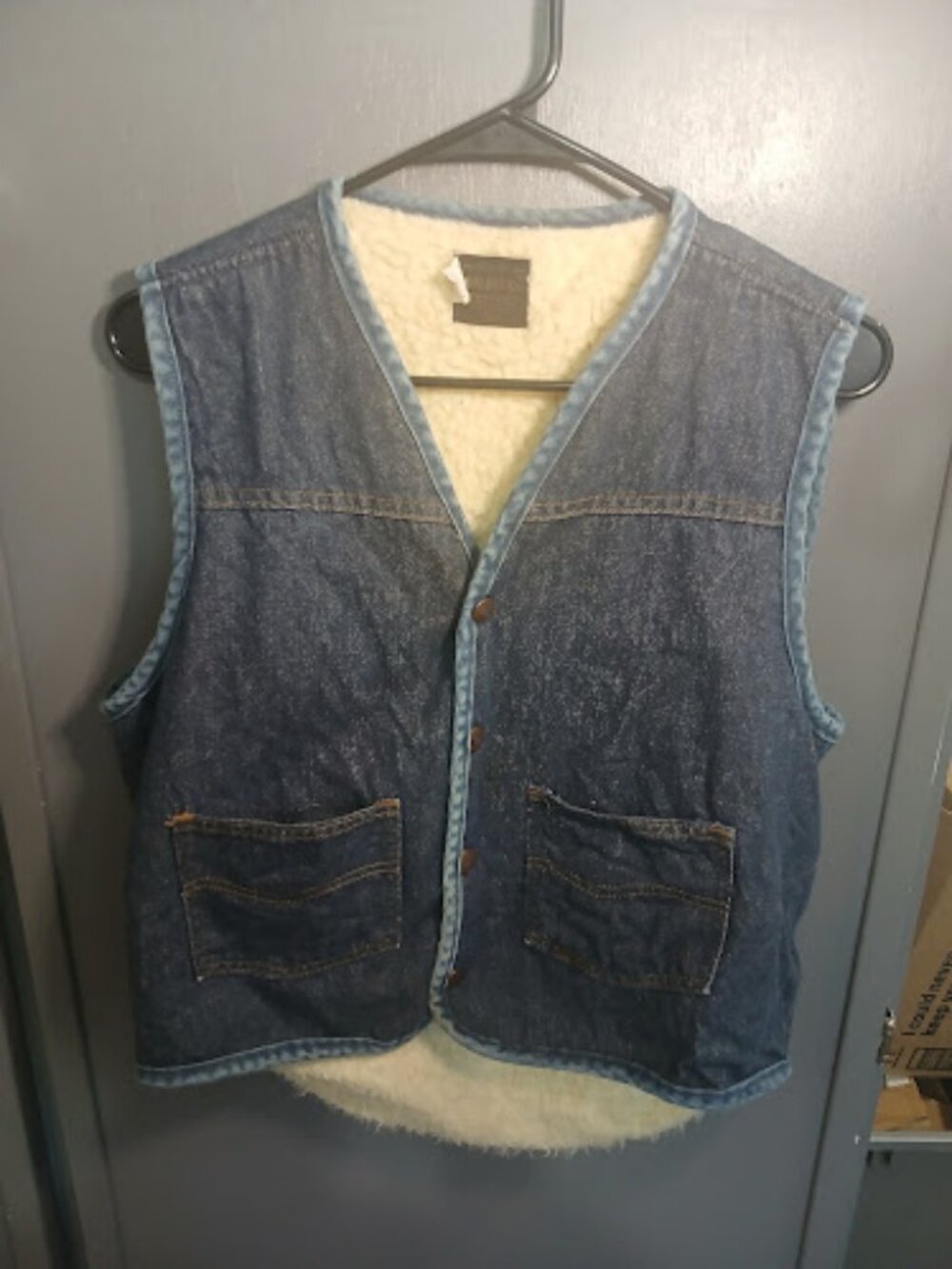 Vintage 70s Sears Roebucks Sherpa Lined Denim Vest M